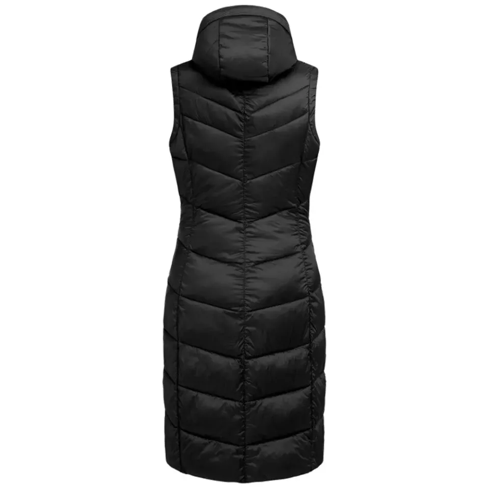 Beikircher Ostende gilet donna trapuntato lungo nero antivento