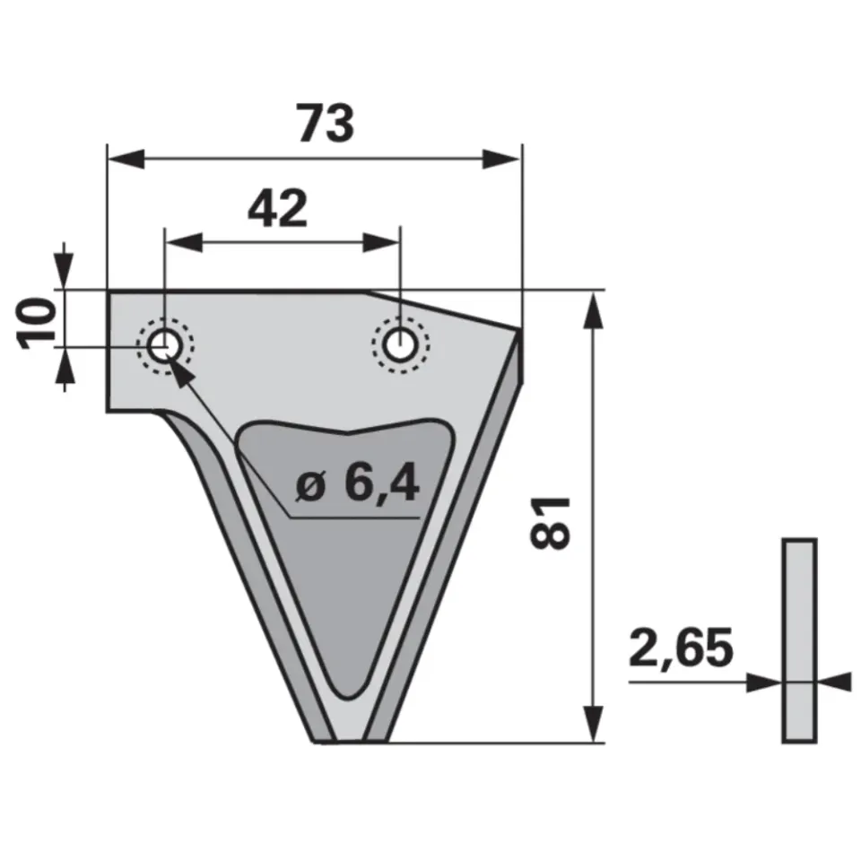 ESM lama falciatrice liscia 2 fori svasatura sotto 73x81 mm