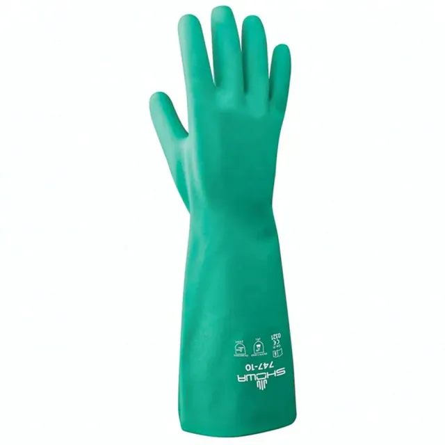 Showa 747 guanti chimici nitrile manica lunga L resistenti