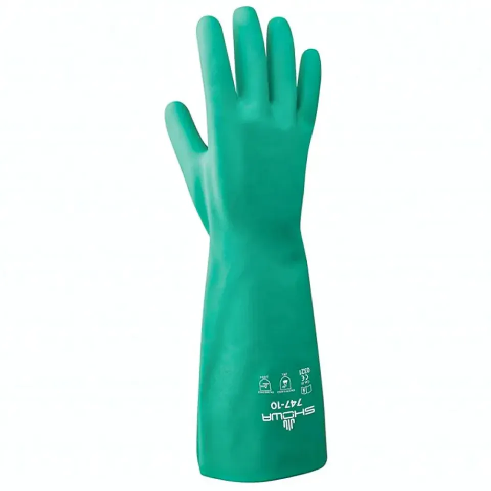 Showa 747 guanti chimici nitrile manica lunga L resistenti