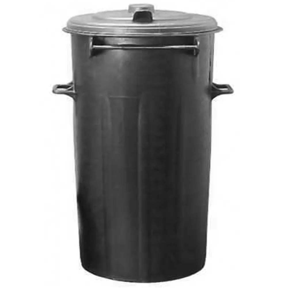 Beikircher bidone nero con coperchio 80 lt plastica maniglie