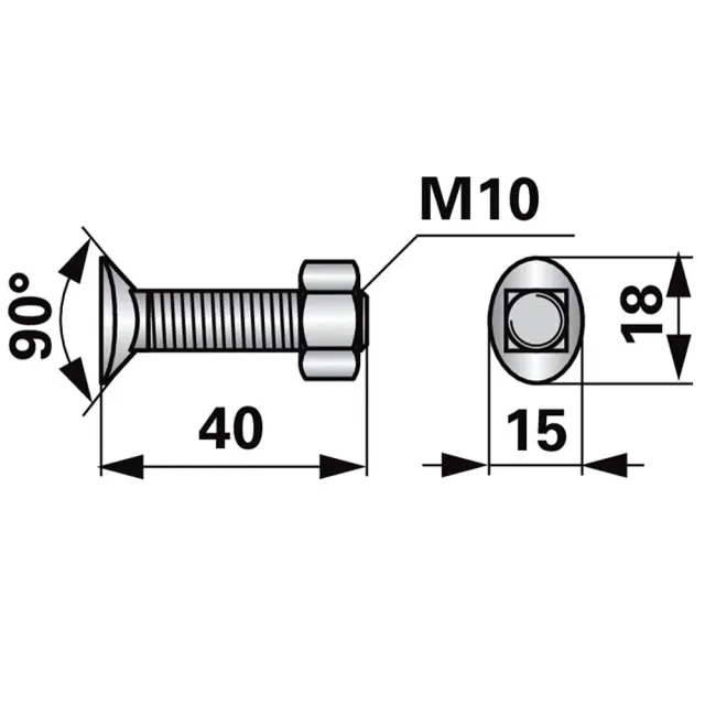 Vite Planetaria M10 Collo Quadro 35mm Testa Svasata