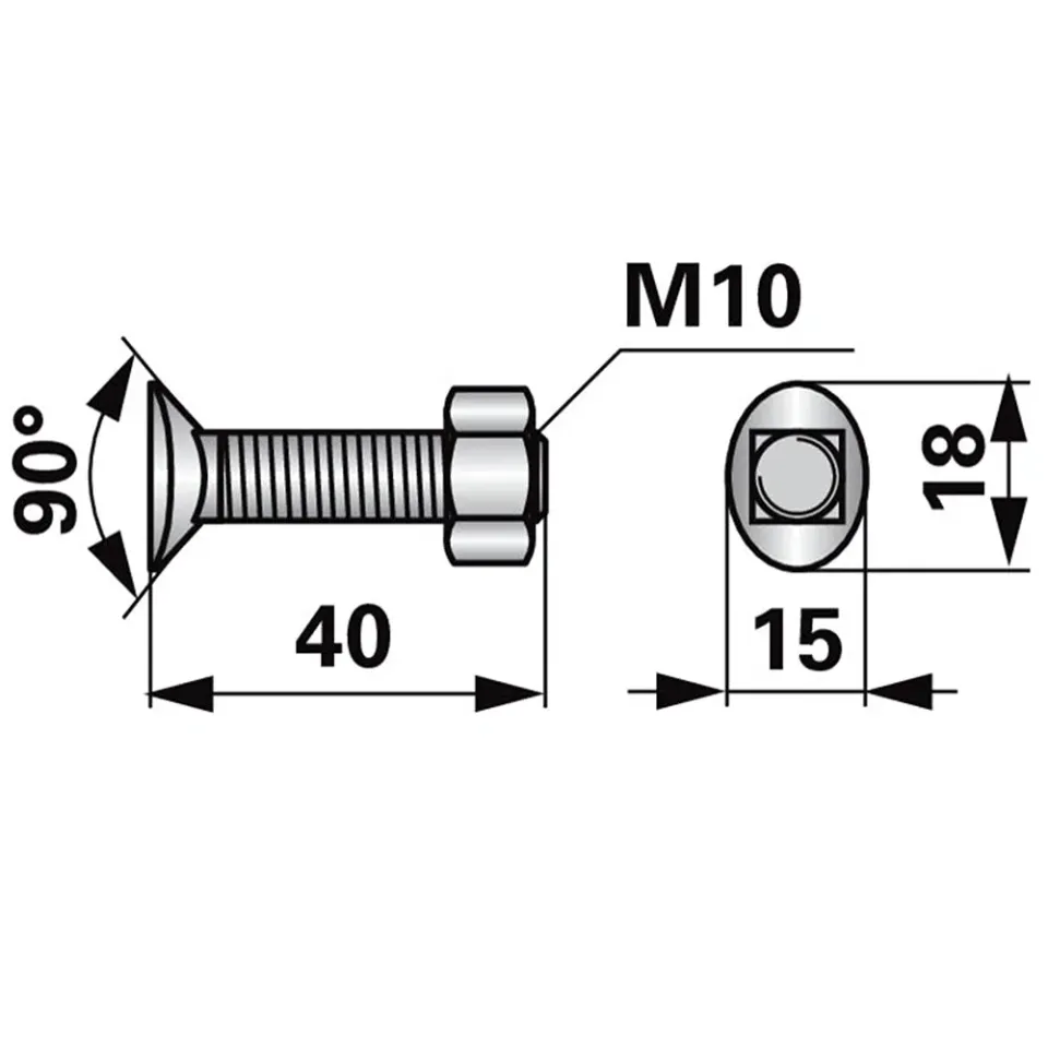Vite Planetaria M10 Collo Quadro 35mm Testa Svasata