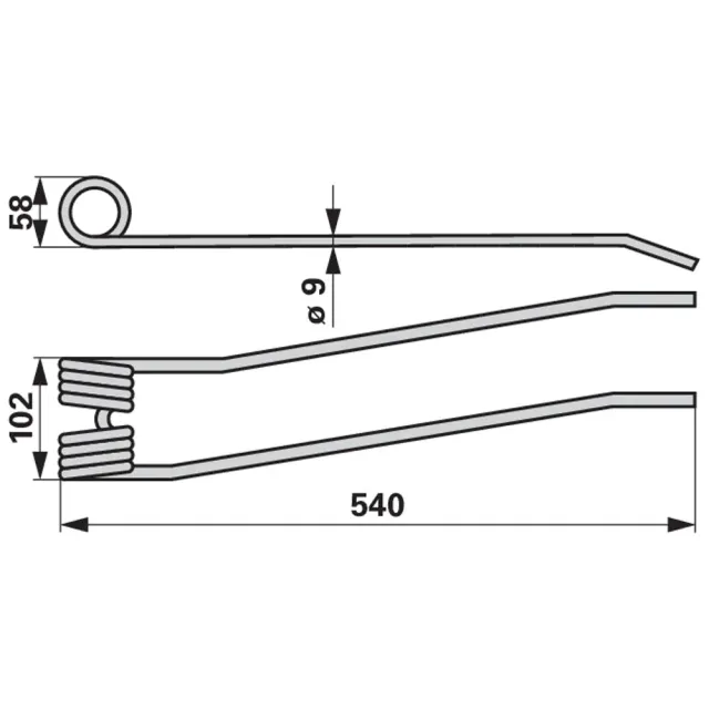Dente ranghinatore Fella rosso fuoco 540mm ricambio elastico