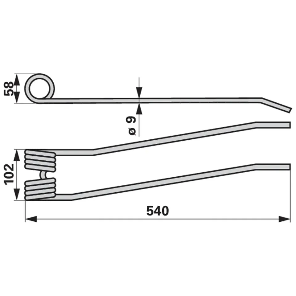 Dente ranghinatore Fella rosso fuoco 540mm ricambio elastico