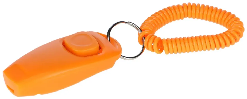 Clicker addestramento cani 2in1 con fischietto arancione