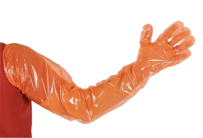 VETbasic guanto veterinario monouso 90cm arancione 100pz