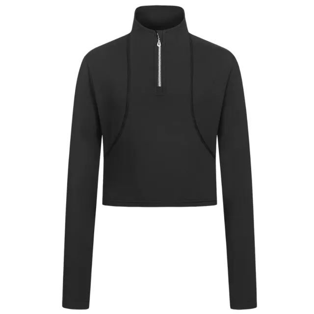 Alina maglia tecnica ragazzo equitazione zip blu petrolio