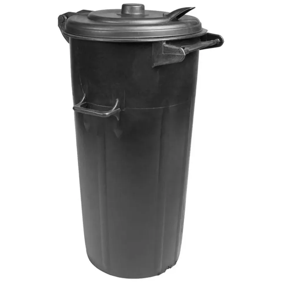 Beikircher bidone nero con coperchio 80 lt plastica maniglie