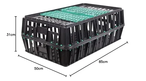 VOSS.farming Gabbia Trasporto Pollame 83x50,5x31 cm Porta Scorrevole