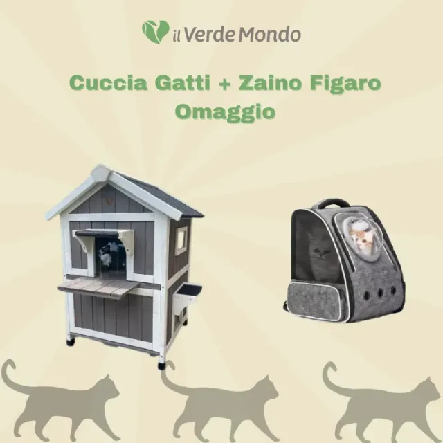Il Verde Mondo Silvestro cuccia gatto esterno + zaino Figaro