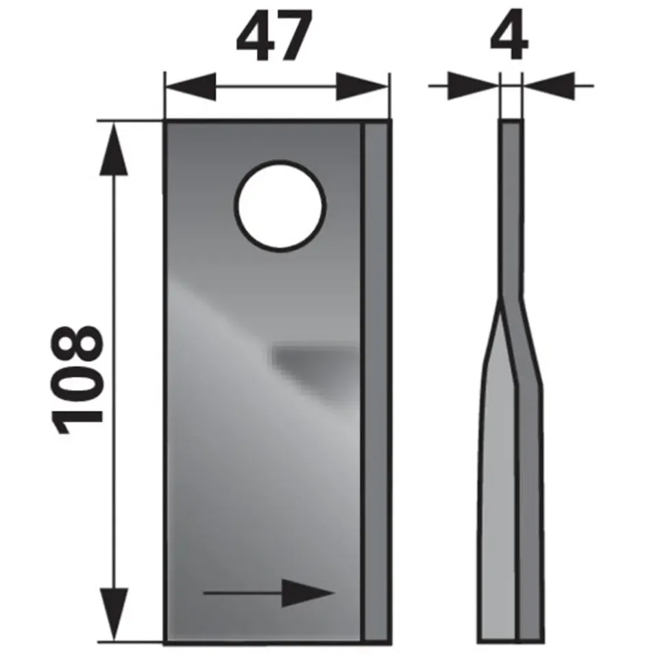 Beikircher Grünland lama rotante sinistra 108x47 foro 19mm 25 pezzi