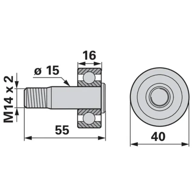Rullo completo pressa Krone 40x55 mm ricambio pressa