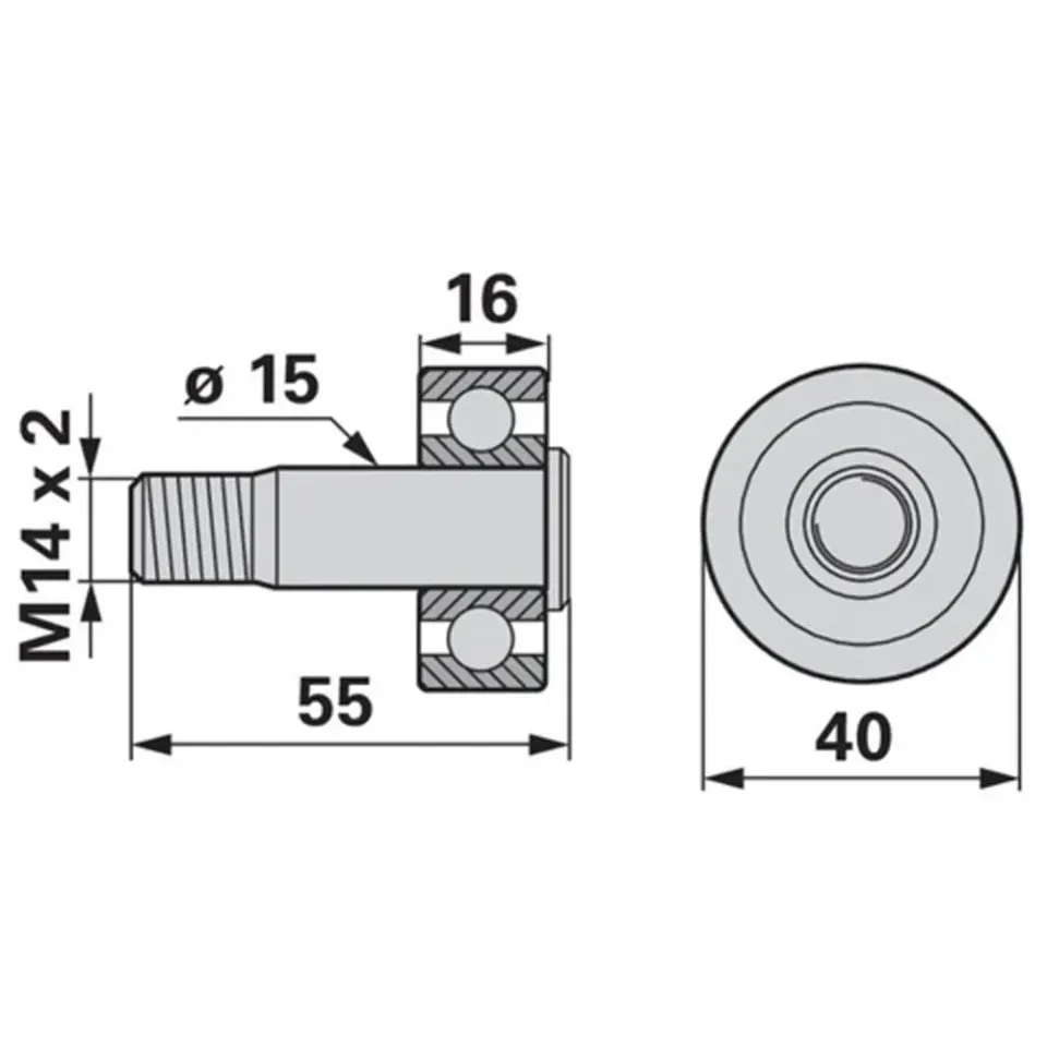 Rullo completo pressa Krone 40x55 mm ricambio pressa
